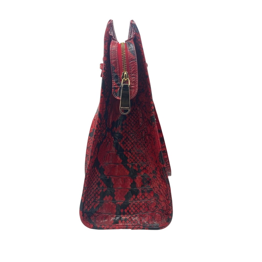 Brahmin Tia Shopper Bag Lipstick Ombre Melbourne Embossed Leather Tote Red Black - Picture 5 of 10